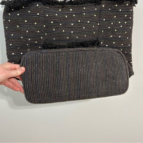 Fleurs By Elegant Additions Silk Black Embellished Tote Bag Purse - Picture 2 of 8